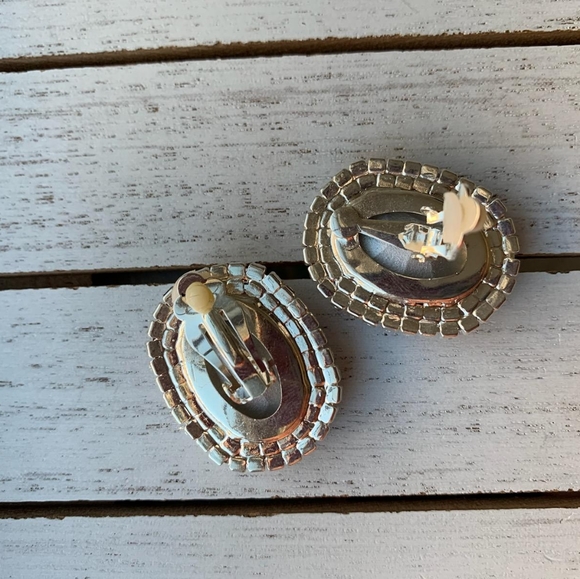 Round Crystal Clip-On Earrings - Picture 3 of 3